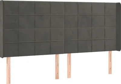Produktbild von vidaXL Kopfteil mit Ohren Dunkelgrau 203x16x118/128 cm Samt