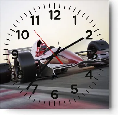 Produktbild von Wanduhr - Quadrat - Glasuhr - Formel 1 Rennen Strecke Geschwindigkeit - 30x30cm - Schleichendes Uhrwerk - Lautlos - zum Aufhängen bereit - Dekoration Modern - Wanddekoration aus Glas - C4AC30x30-2423