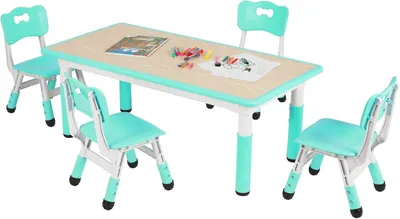 Produktbild von Clevich Kindertisch mit 4 Stühlen, Tisch Stuhl Set Höhenverstellbar,Kindertischg