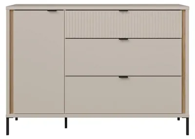 Produktbild von Furniture24 Sideboard 124 Cm Seravel Svlk221L-Q112 Kommode 1 Tür 3 Schubladen - Beige