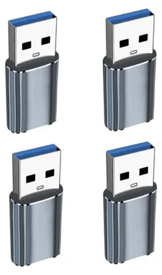 Produktbild von INF USB-C Buchse zu USB 3.0 Adapter 4er-Set Schwarz ABS+Alu 3.2cm Grau