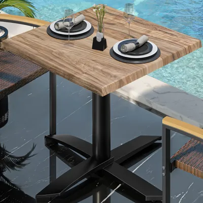 Produktbild von WTG | Bistro Außen Tisch | B: T: H: 60 x 60 x 75,5 cm | Sheesham / Schwarz | Quadratisch | Bistro Tisch Gastro Tisch