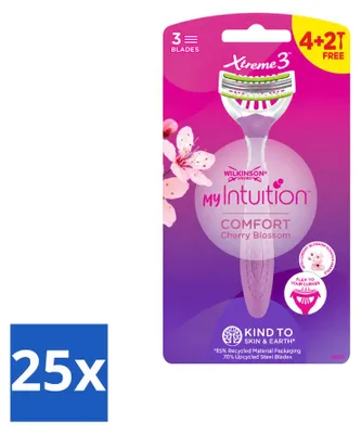 Imagen del producto de 25 afeitadoras desechables para mujer Wilkinson Sword Xtreme 3 My Intuition – Paquete económico – 25 unidades