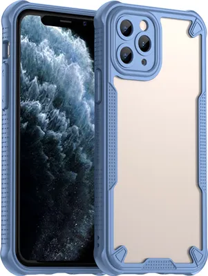 Immagine prodotto di Custodia protettiva per iPhone 11 Pro Max, retro traslucido opaco, custodia bumper in TPU Blu