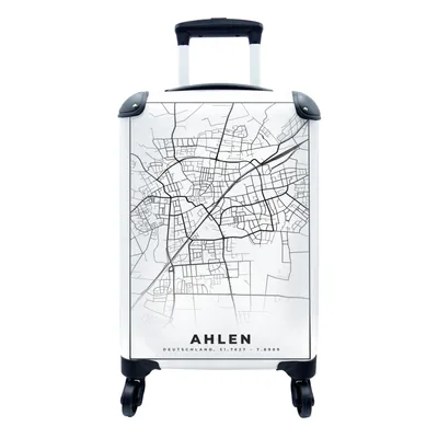 Produktbild von MuchoWow® Koffer Handgepäck Trolley Rollkoffer Kleine Reisekoffer mit 4 Rollen - Karte - Ahlen - Stadtplan - Cabin Size < 55x40x23 cm & 55x40x20 cm - Fotokoffer - Kabinenkoffer - Boardgepäck - Reise-Box - Reisekoffer - Reisegepäck - Koffer mit Bild - Trolley für Kinder
