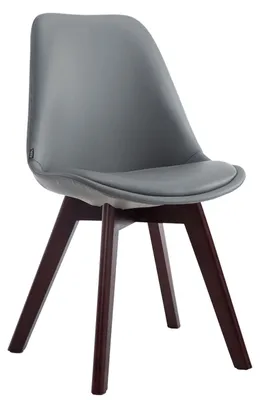 Productafbeelding van CLP Stoel Manado, bekleding van kunstleer met zitkussen en houten poten. Frame: grijs. Framekleur: walnoot