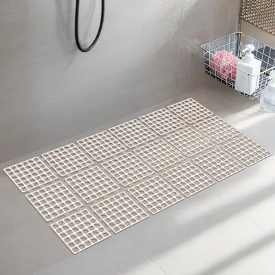 Image de Tapis de douche antidérapant, 40 x 80 cm, couleur kaki, avec ventouses et trous de drainage