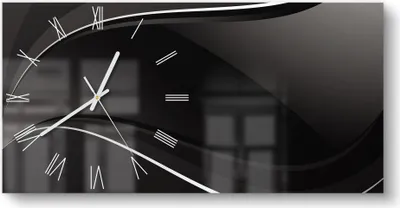 Produktbild von DEQORI Glasuhr 60x30 cm Römisch 'Dunkle Wellengrafik' Wanduhr Glas Uhr Design leise