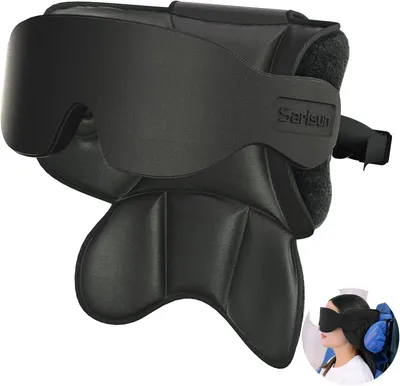 Productafbeelding van Reiskussen met slaapmasker, 360° neksteun, verstelbare strap, zwart, voor vliegtuig