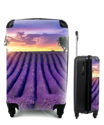 Produktbild von MuchoWow® Koffer Handgepäck Trolley Rollkoffer Kleine Reisekoffer mit 4 Rollen - Lavendel - Hügel - Sonnenuntergang - Bpmen - Lila - Cabin Size < 55x40x23 cm & 55x40x20 cm - Fotokoffer - Kabinenkoffer - Boardgepäck - Reise-Box - Reisekoffer - Reisegepäck - Koffer mit Bild - Trolley für Kinder