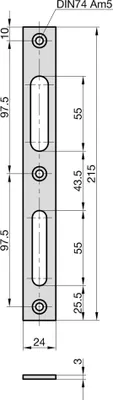 Produktbild von BASI - Flachschliessblech - FLB 946 - verzinkt - käntig - 215x24x3 mm - Rechts/Links verwendbar - 9501-0000