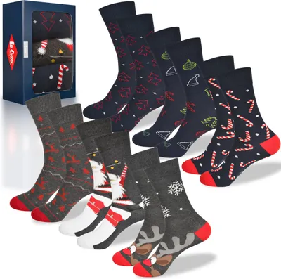 Obrázek produktu pro Lee Cooper Pánské Vánoční Ponožky Teplé Dlouhé 6 Párů Velikost 43–46
