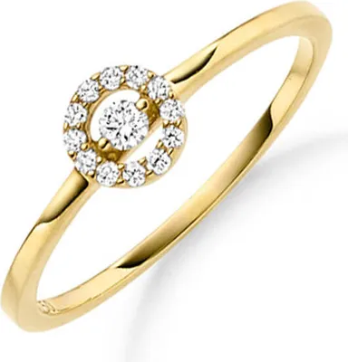 Produktbild von Ring aus 750 Gold Gelbgold mit 13 Diamant-Brillanten 0,12 ct TW-SI Innenumfang 54mm  Ø17.2mm
