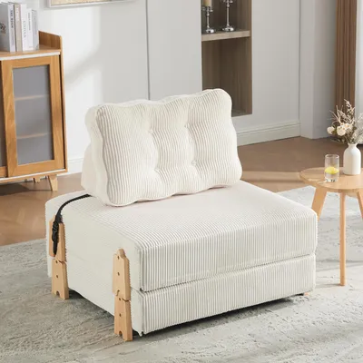 Produktbild von STILVORA Schlafsofa mit Ausklappfunktion,Sessel im skandinavischen Stil aus Cord, Einzelsofa mit klappbarem Design und Holzbeinen