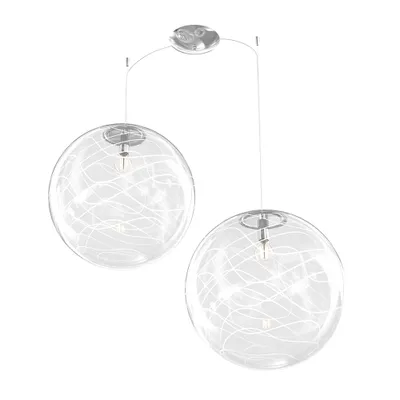 Immagine prodotto di Sospensione Contemporanea Moon Metallo Cromo Vetro Bianco 2 Luci E27 D.40Cm
