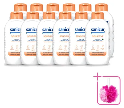 Produktbild von 12 x Sanicur Bad- und Duschgel Sensitive - 300 ml - Sparpackung - 12 Stücke