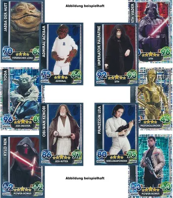 Produktbild von FAMOV4 - Spar 2 - 10 verschiedene Spiegelfolien-/Glitzerkarten - Star Wars Force Attax - Movie Cards Serie 4