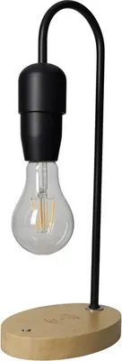 Zdjęcie produktu dla Czarna metalowa lampa z drewnianą podstawą do ładowania smartfona