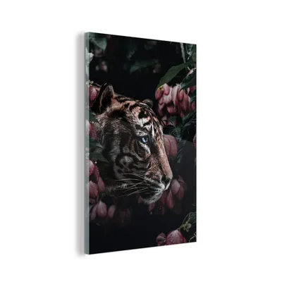 Obrázok produktu pre MuchoWow® Sklenené obrazy - Obrazy na stenu - Foto na skle Tiger - Ružová - Kvety 80x120cm Nástenná dekorácia zo skla - akrylový sklenený obraz - akrylové