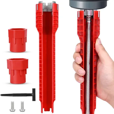 Produktbild von Werkzeug zum Installieren von Waschbecken, Spülenschlüssel und Armaturenschlüssel, Multifunktionaler Rohrschlüssel für Wasserhähne in Toilette, Bad und Küche