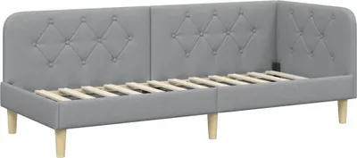 Zdjęcie produktu dla vidaXL Łóżko narożne Jasnoszare 80 x 200 cm Tkanina