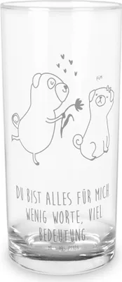 Produktbild von Mr. & Mrs. Panda Cocktailglas Mops Verliebt 200 ml - Transparent - Geschenk, Tumbler, Pure Liebe, Wasserglas, Trinkglas, Longdrinkglas, Hund, Freund, Glas, Knuffig