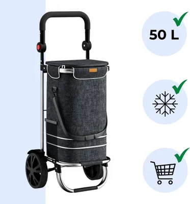 Zdjęcie produktu dla Torba na zakupy na kółkach EASY, 50l, czarna