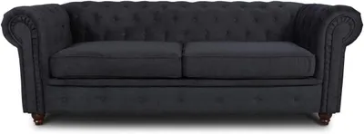 Produktbild von Easy4You Chesterfield Schwarz 3-Sitzer Sofa Sofas für Wohnzimmer Sofagarnituren mit Holzfüße Set Sofas & Couches Capri 19