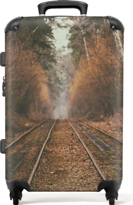 Produktbild von NoBoringSuitcases.com® Großer Koffer - Weg - Baum - Wald - Herbst - Kombinationsschloss TSA - Hartschalen Trolley 4 Rollen - 72 liter - Reisekoffer - 66 cmKoffer Mittelgroß 67x43x25 cm, 72L,