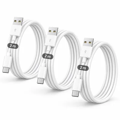 Produktbild von 3x USB-C Ladekabel 2m – USB-A auf USB-C Ladekabel – Lade- & Datenkabel für iPhone 15 bis 17 Pro Max, Samsung, Huawei, Xiaomi und mehr