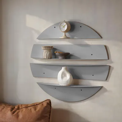 Produktbild von Skye Decor, Dekorativer Metall-Wandregal, 76 x 76 cm, Grau | 100% Metall (1,2 mm), elektrostatische Pulverbeschichtung | Moderner, industrieller Stil für Ihr Zuhause.