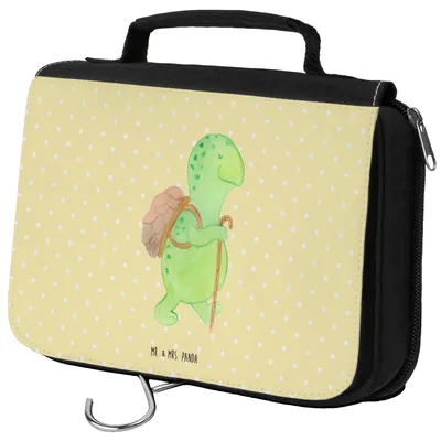 Produktbild von Mr. & Mrs. Panda Necessaire Schildkröte Wanderer - Gelb Pastell - Geschenk, Kosmetiktasche, Entpannt, Schminkbeutel, badtasche, Rucksack, Schildkröten, hygienebeutel
