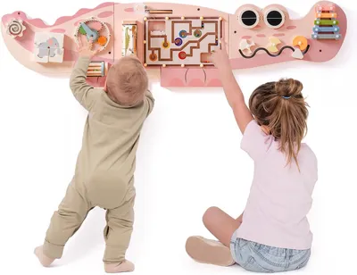 Produktbild von Montessori-Beschäftigungsbrett zur Wandmontage – 1 Aktivitätsbrett – Spielzeug – Holz – Aktivitätsbrett mit magnetischem Perlenlabyrinth, Xylophon und Zahnrädern