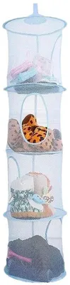 Image de Étagère de rangement pour peluches, organiseur suspendu pliable à 4 niveaux, étagère grillagée suspendue, panier suspendu pour enfants, étagère suspendue pour peluches et petits vêtements (bleu)
