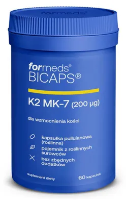 Productafbeelding van ForMeds BICAPS K2 MK-7 Vitamine K 200 µg, voor botten, gewrichten en immuunsysteem, 60 capsules
