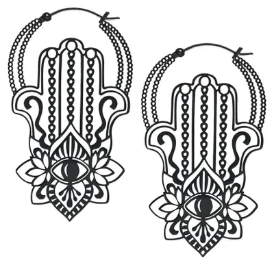 Produktbild von Wildcat Ohrringe - Khamsa Hoops - Metal noir - Chirurgenstahl 316L - wasserfest, langlebig, hautverträglich, Schwarz
