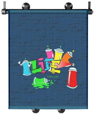 Produktbild von KidsExperts Sonnenrollo Set Graffiti 43 x 52 cm 2 Stück blau, 30292