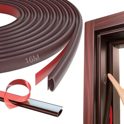 Produktbild von Solidchoice – Selbstklebende Dichtungsstreifen für Türen und Fenster – Gummidichtungsprofil, D-Form, 16 Meter, braun