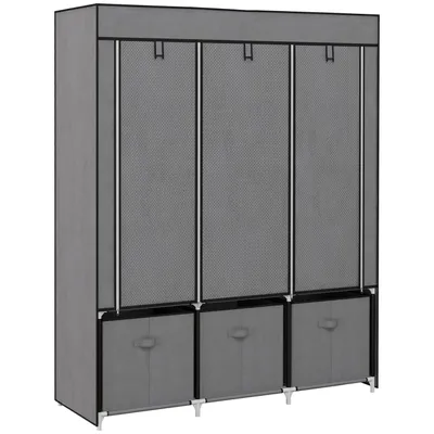Produktbild von Faltbar Stoffschrank,Garderobe,Faltschrank mit Reißverschluss,Stoffschrank aus Vlies,3 Schubladen, 125cmx43cmx162,5 cm