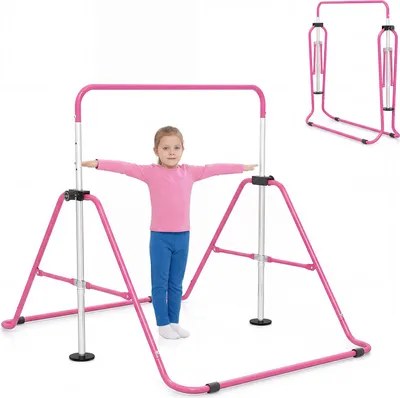 Produktbild von COSTWAY Gymnastikstange Kinder, Faltbare Reckstange höhenverstellbar 90-130 cm, Turnstange, Turnreck, Turngeräte für Kinder von 3-7 Jahren