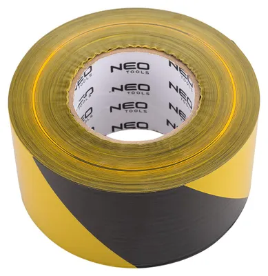Produktbild von NEO TOOLS Absperrband Gelb-Schwarz 500m XL: Extra breites Warnband 75mm, Reißfestes Trassierband aus PE