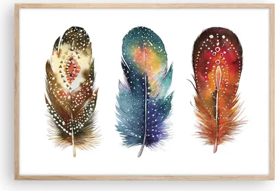Produktbild von Gerahmtes Poster - Rahmen in heller Eiche - Feder Vogel Farbe - 91,5x61 cm - Wand Bild - Wanddeko - Wandbilder - Kunstposter - Wandposter - Bilderrahmen - Bilder - Kunstdruck - P2NAA91x61-4927