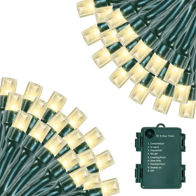 LED Lichterkette 10 m warmweiß Timer 8 Modi batteriebetrieben