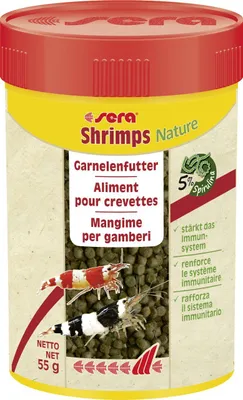 Produktbild von sera Shrimps Nature 100 ml, Trockenfutter für Garnelen, Granulat, Süßwassergarnelen, 100 ml, 55 g