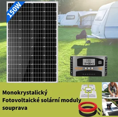 Produktbild von 150W sada solárních panelů fotovoltaický solární systém 12V spevným držákem pro karavan domácnost