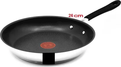 Produktbild von Tefal Jamie Oliver Pfanne 26 cm Induktion, Bratpfanne Edelstahl, Antihaft Beschichtet, Hoher Rand, Backofenfest, Genieteter Griff, E30
