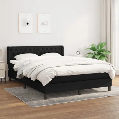 Image de Lit Boxspring avec matelas Noir 140x200 cm Tissu