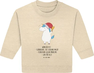 Produktbild von Mr. & Mrs. Panda Organic Baby Pullover Einhorn Weihnachtsmann 12. - 18. Monat - Natural Raw - Geschenk, Unicorn, Bullover, Schoki, Weihnachten, Einhörner, Schokolade