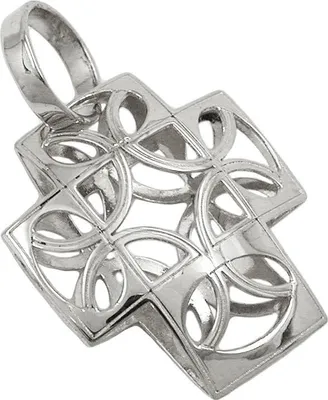 Produktbild von Anhänger 14x12mm Kreuz filigran gewölbt Halbkreismuster 9Kt Weißgold Gallay Schmuckgroßhandel