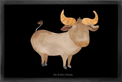 Produktbild von Mr. & Mrs. Panda Fußabtreter Sternzeichen Stier 60 x 90 cm - Schwarz - Geschenk, Rind, Schmutzfangmatte, Geburtstag April, Gummimatte, Mai, fußmatte, Fussmatte, Ochse